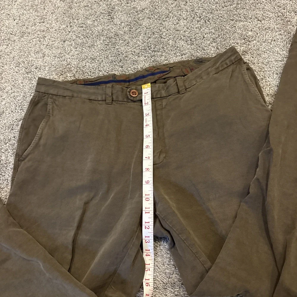 Tommy Bahama Linen Blend Pants Men's 36x32 Green Casual Straight Leg 45% Linen
